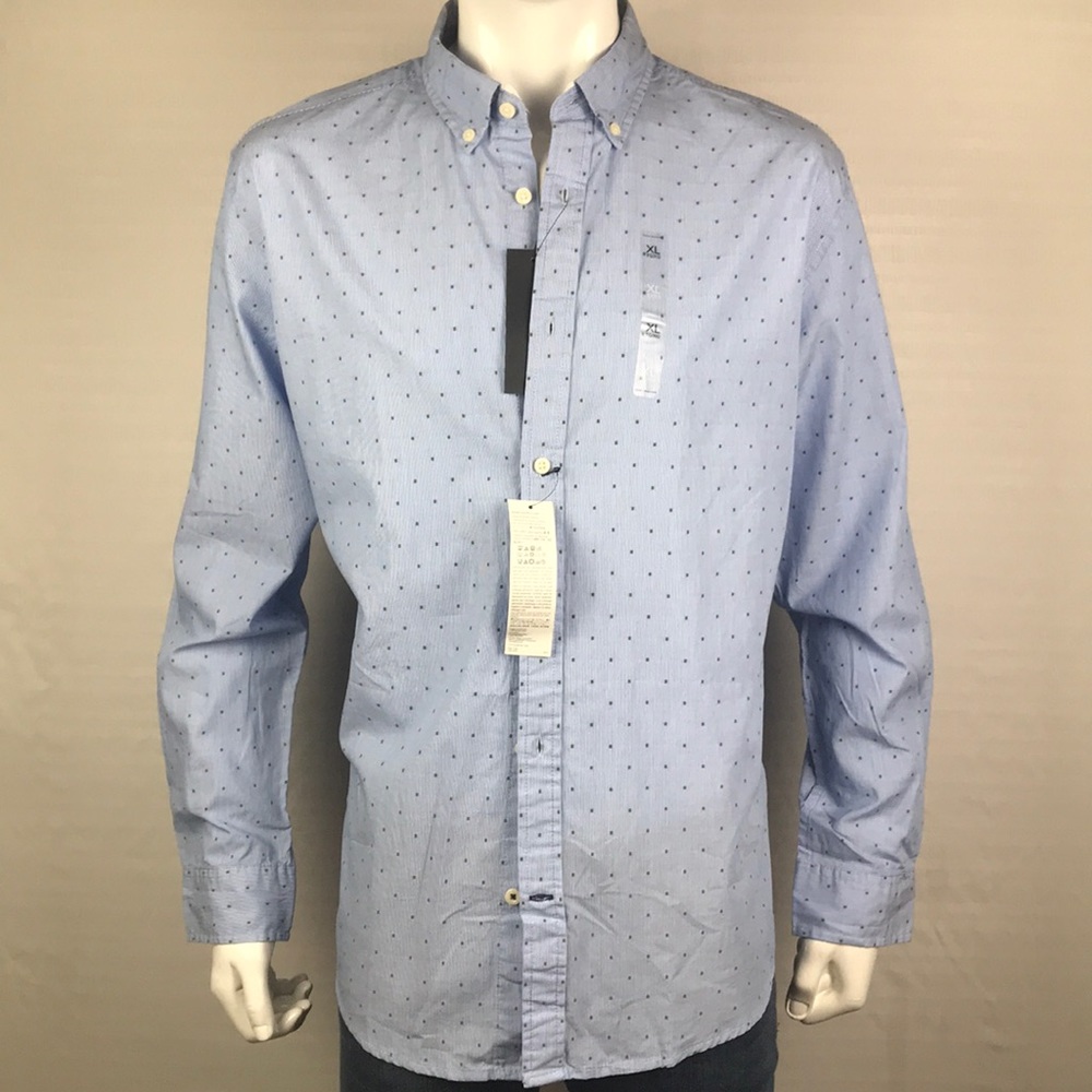 Custom Fit Button Down Collar Blue Striped Shirt